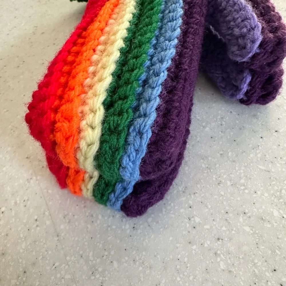 Handmade Crocheted Rainbow 🌈 Girl’s Mittens! So Cute! Outerwear. Multicolored